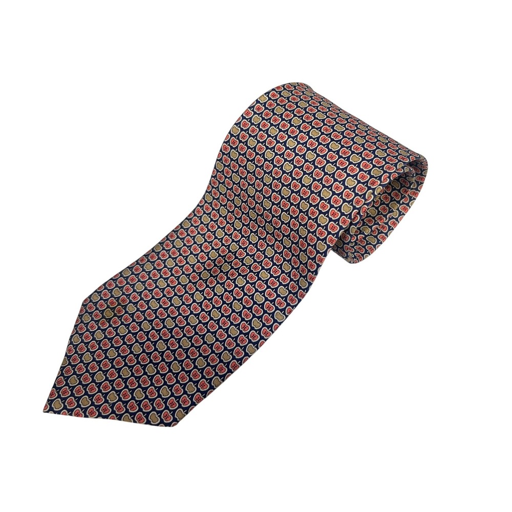 Jos A‎ Bank Silk Necktie Apple Print Executive Collection Blue/Pink